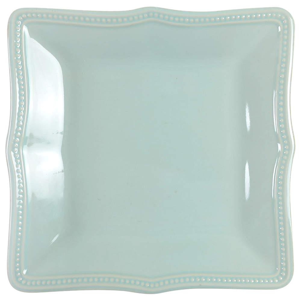 French Perle Bead Ice Blue Square Luncheon Plate by Lenox-1