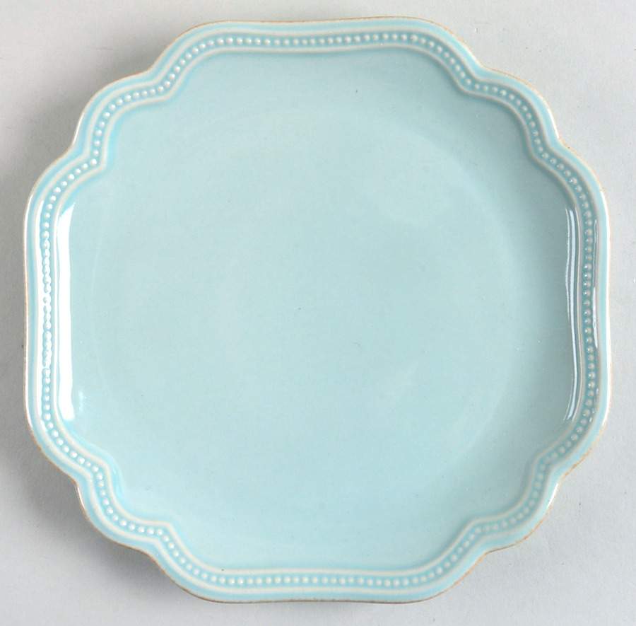 French Perle Bead Ice Blue Accent Luncheon Plate by Lenox-1