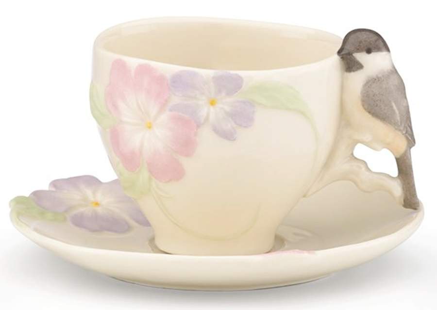 Blossoms and Birds Flat Cup & Saucer Set by Lenox-1