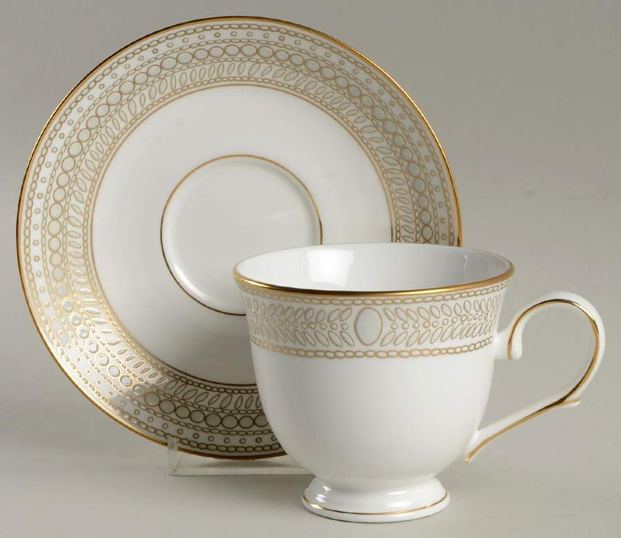 Gilded Pearl Footed Cup & Saucer Set by Lenox-1