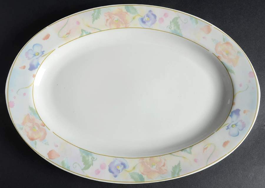 Floral Rhapsody (No Trim) 14" Oval Serving Platter by Lynn's China-1
