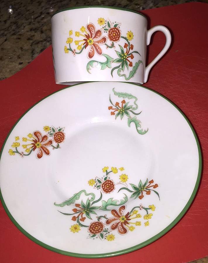 LEL34 Flat Cup & Saucer Set by LEC-Leclair Limoges-1