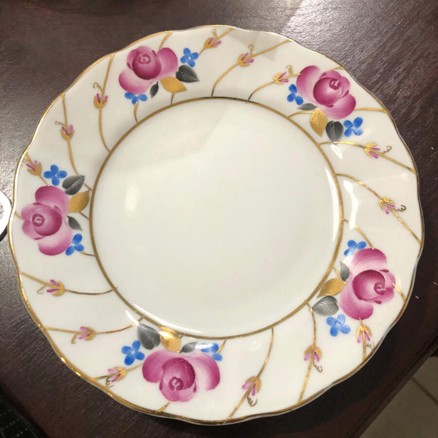 Antique Rose Dessert/Pie Plate by Lomonosov-1