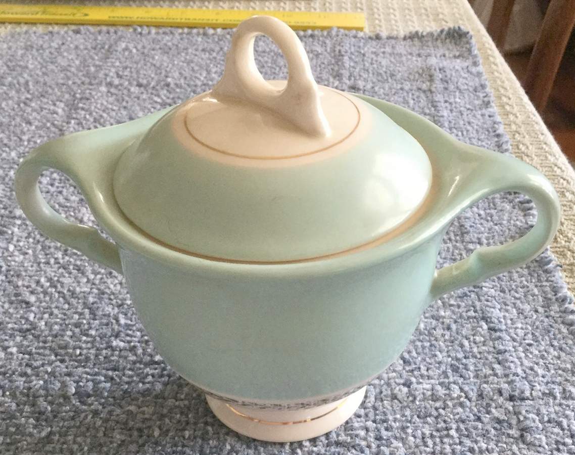 Diploma Araby Blue Sugar Bowl & Lid by Limoges-American-1