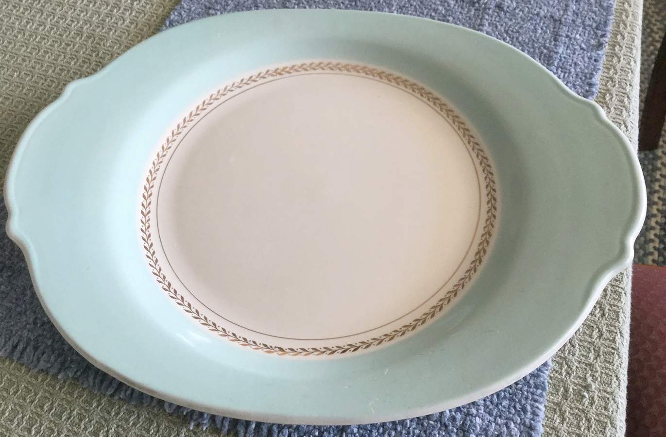 Diploma Araby Blue 13" Oval Serving Platter by Limoges-American-1