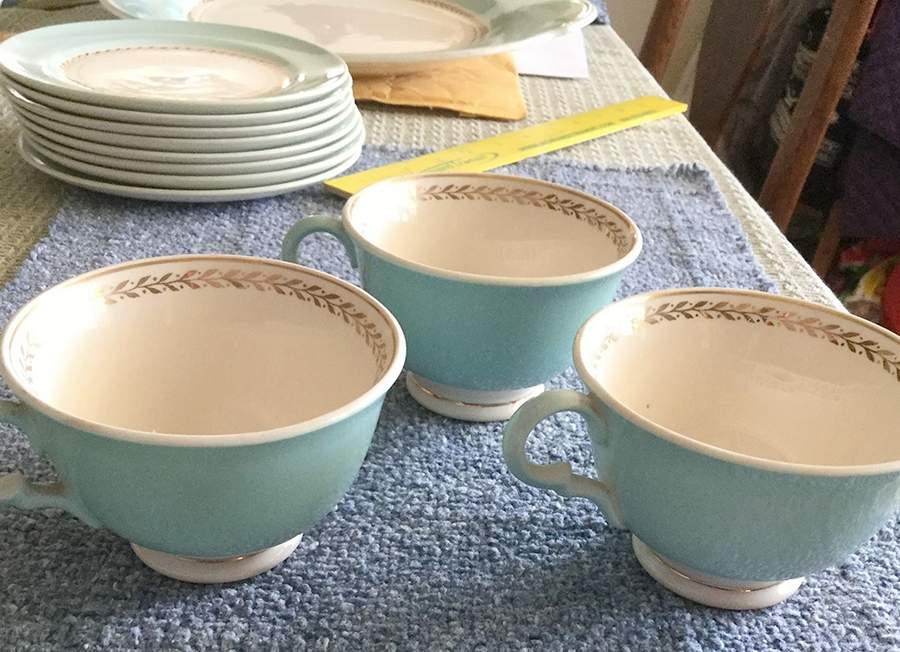 Diploma Araby Blue Footed Cup & Saucer Set by Limoges-American-1