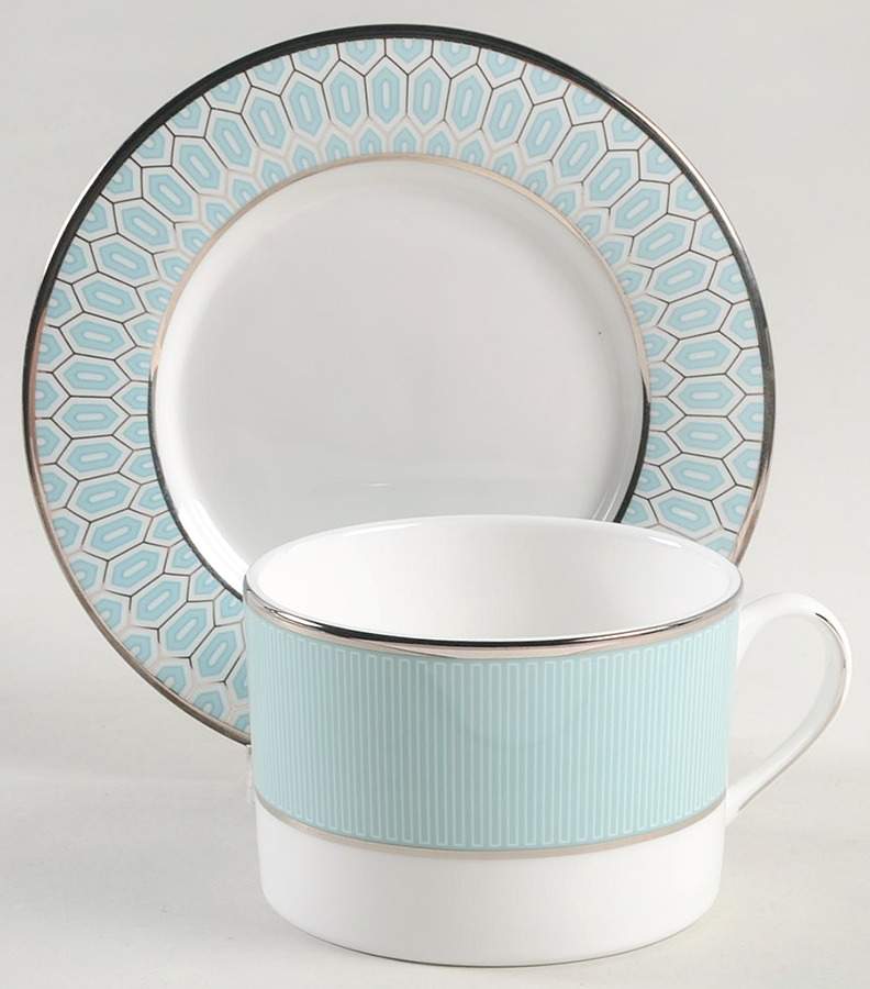 Clara Aqua Flat Cup & Saucer Set by Lenox-1