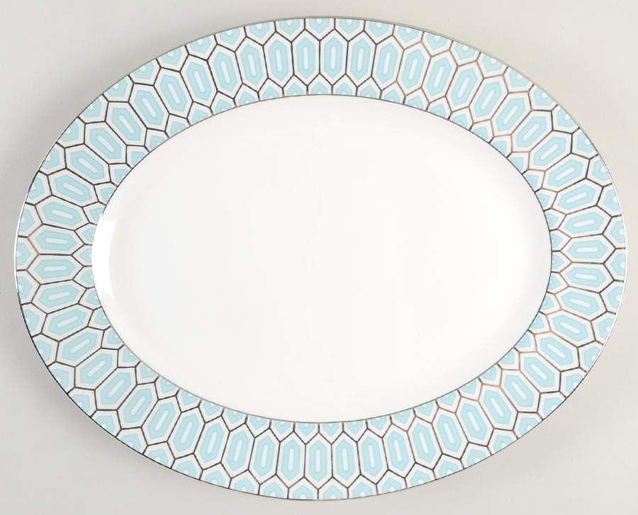 Clara Aqua 13" Oval Serving Platter by Lenox-1