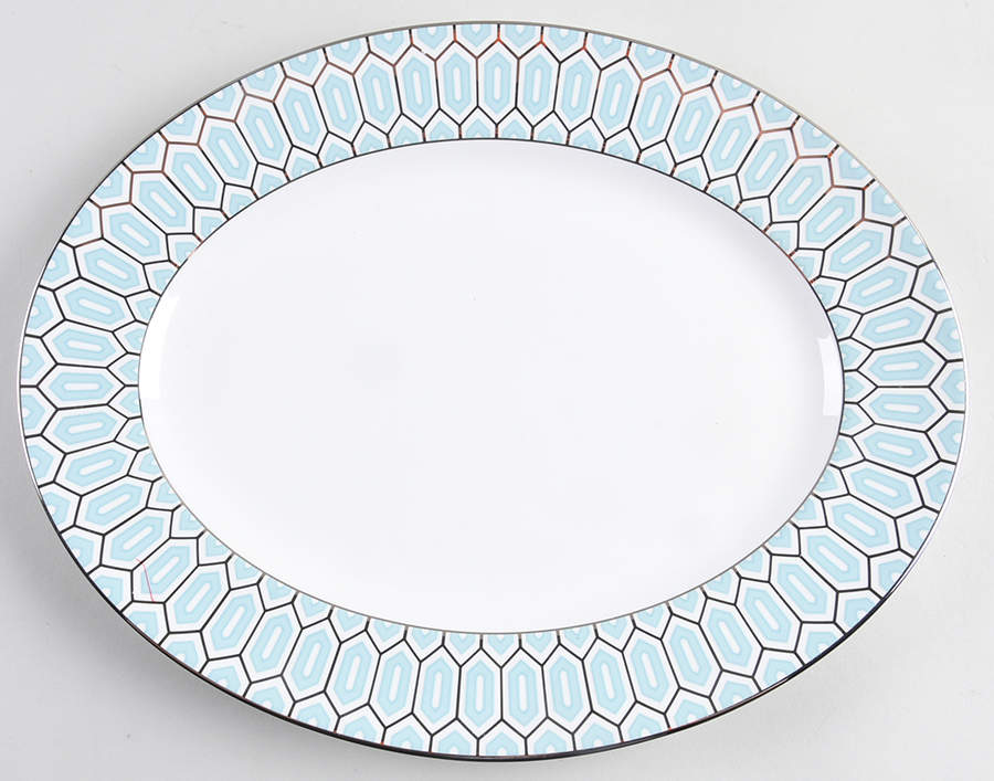 Clara Aqua 13" Oval Serving Platter by Lenox-1