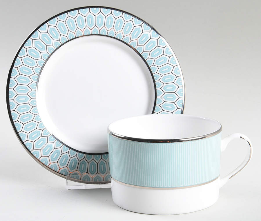 Clara Aqua Flat Cup & Saucer Set by Lenox-1