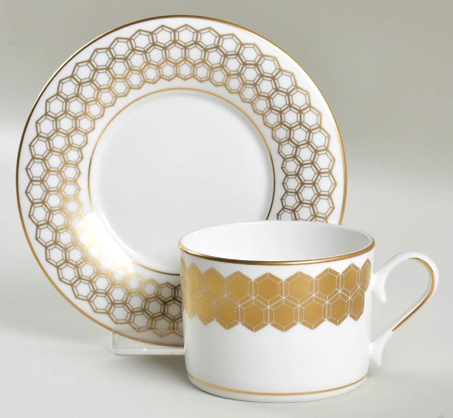Prismatic Gold Flat Cup & Saucer Set by Lenox-1