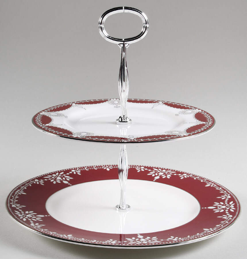 Empire Pearl Wine 6 5/8"-10"  2 Tiered Serving Tray (Dp, Sp) HC by Lenox-1