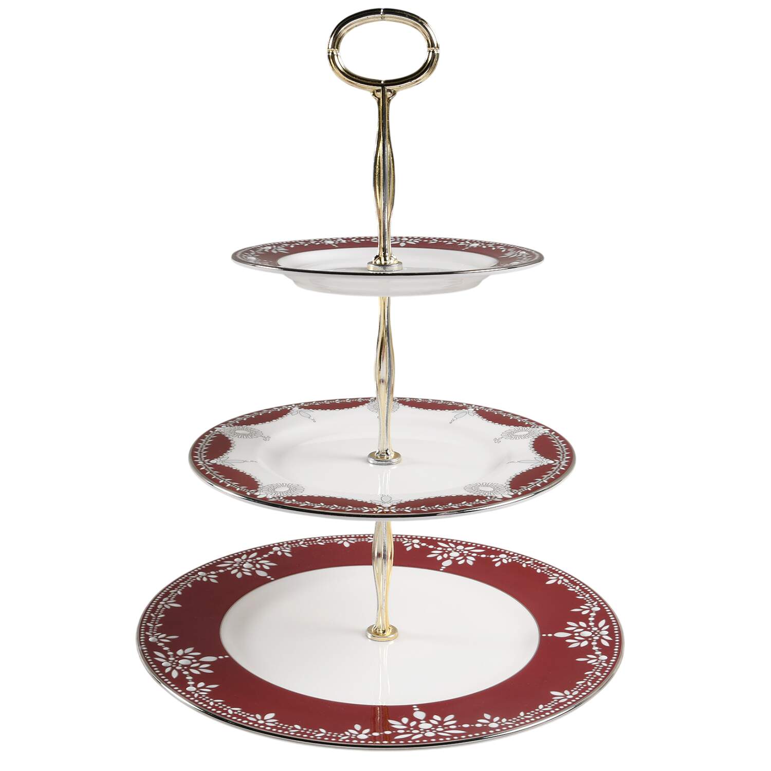 Empire Pearl Wine 13 7/8"-14 1/4" 3-Tiered Serving Tray(DP,SP,BB) HC by Lenox-1