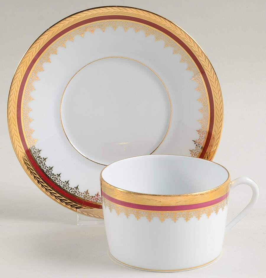 LIM690 Flat Cup & Saucer Set by Limoges-French-1