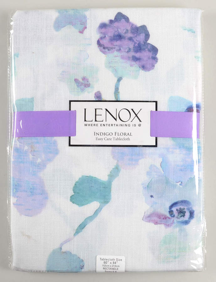Indigo Watercolor Floral 60" X 84" Oblong Tablecloth by Lenox-1