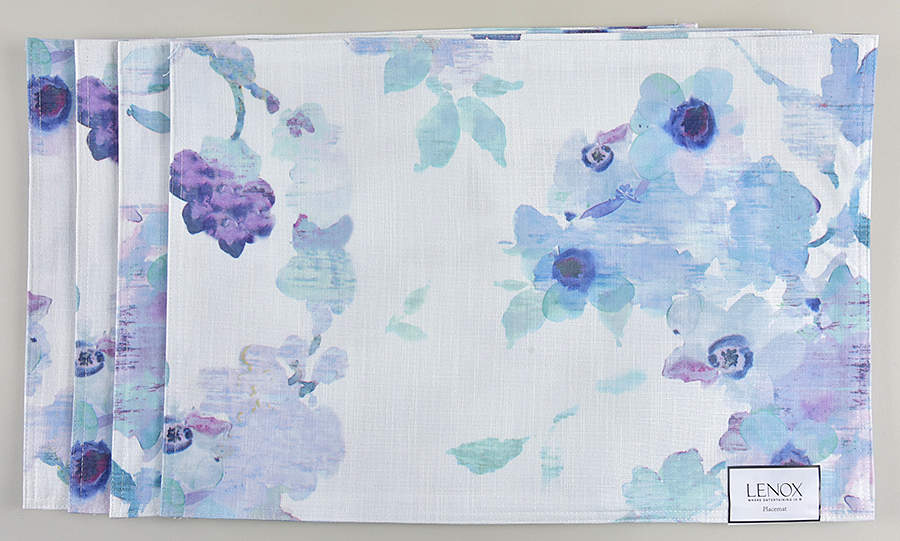 Indigo Watercolor Floral Cloth Placemat - Set of 4 by Lenox-1