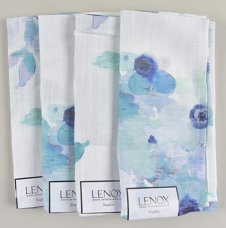 Indigo Watercolor Floral Cloth Napkin - Set of 4 by Lenox-1