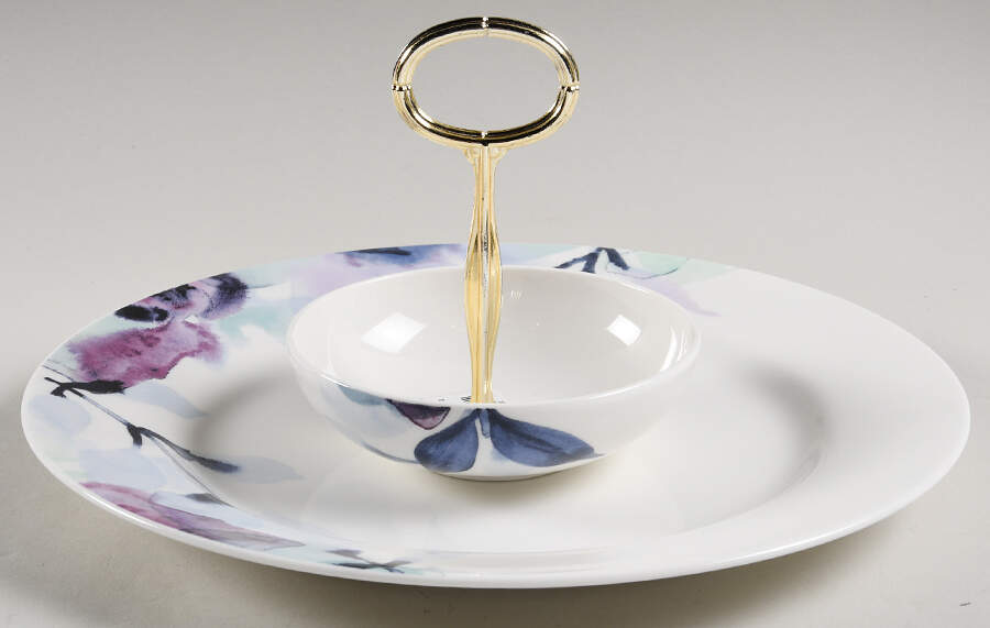 Indigo Watercolor Floral 3 1/4"-3 7/8" Chip & Dip/Veg Set 2 Pce (DP/FR) HC by Lenox-1