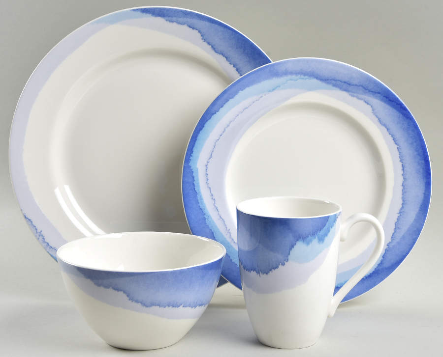 Indigo Watercolor Stripe 4 Piece Place Setting by Lenox-1