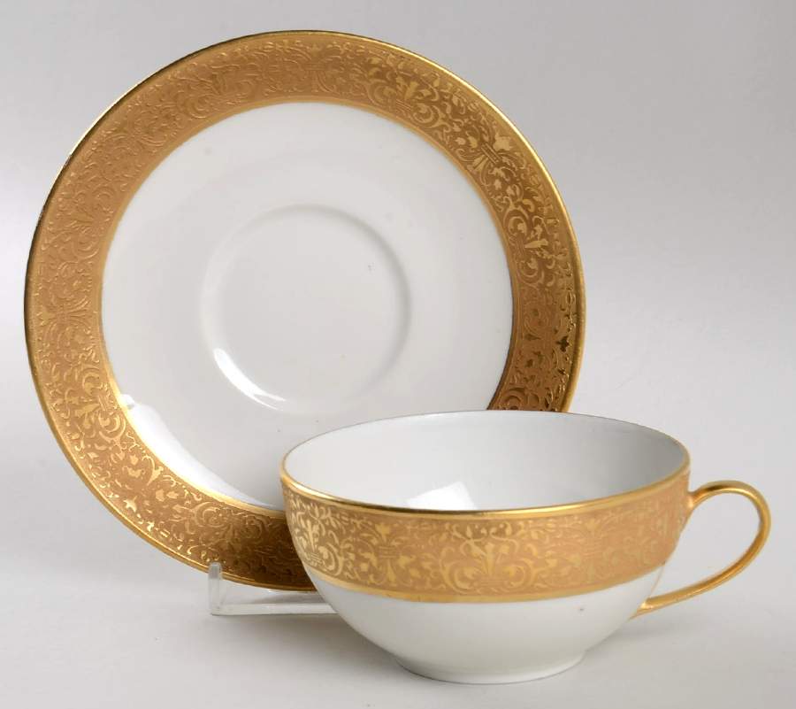 LIM692 Flat Cup & Saucer Set by Limoges-French-1