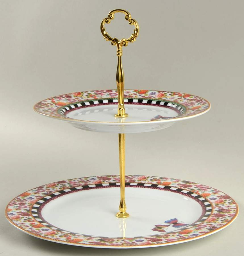 Isabelle Floral 2 Tiered Serving Tray (Dinner & Salad Plate) by Lenox-1