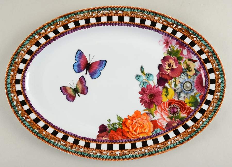 Eliza Stripe 16" Oval Serving Platter by Lenox-1