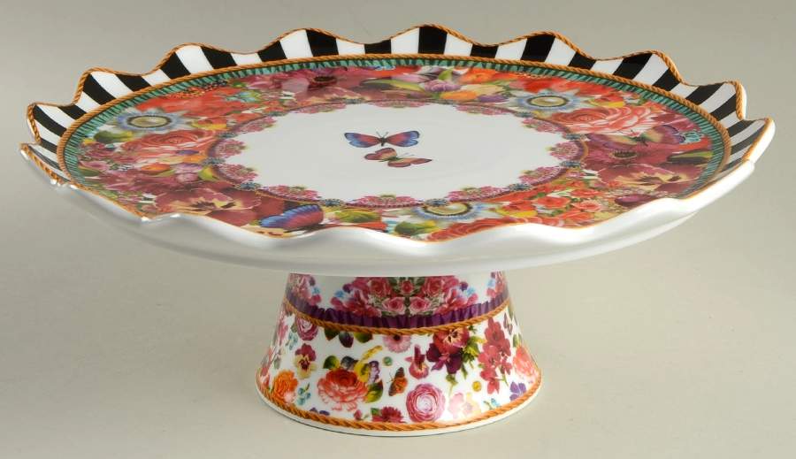 Eliza Stripe 11" Diameter Pedestal Cake Stand by Lenox-1