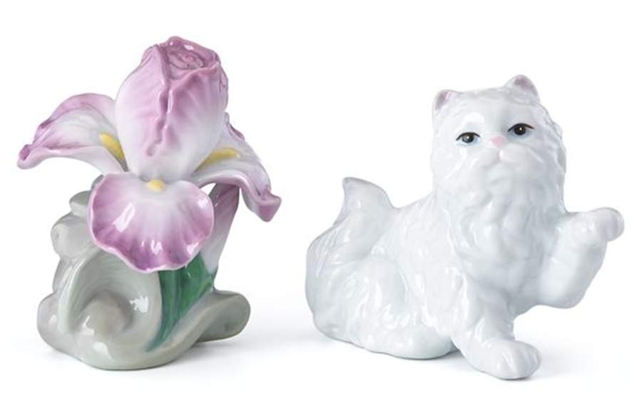 Fancy Feline and Floral Figural Salt & Pepper Set by Lenox-1
