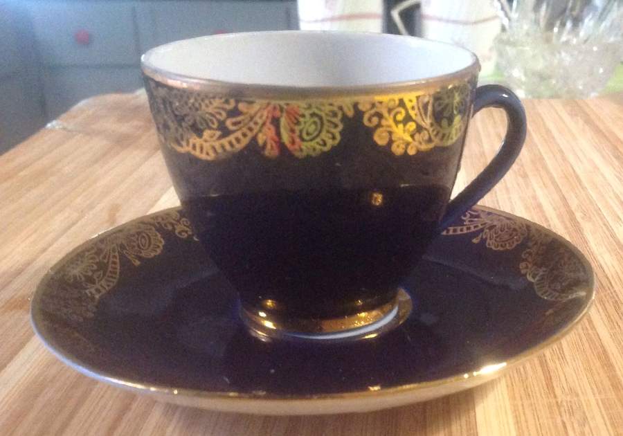 Golden Frieze Flat Cup & Saucer Set by Lomonosov-1