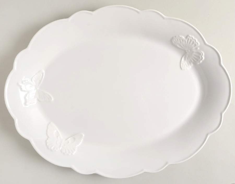 Butterfly Meadow Carved (Vanilla) 16" Oval Serving Platter by Lenox-1