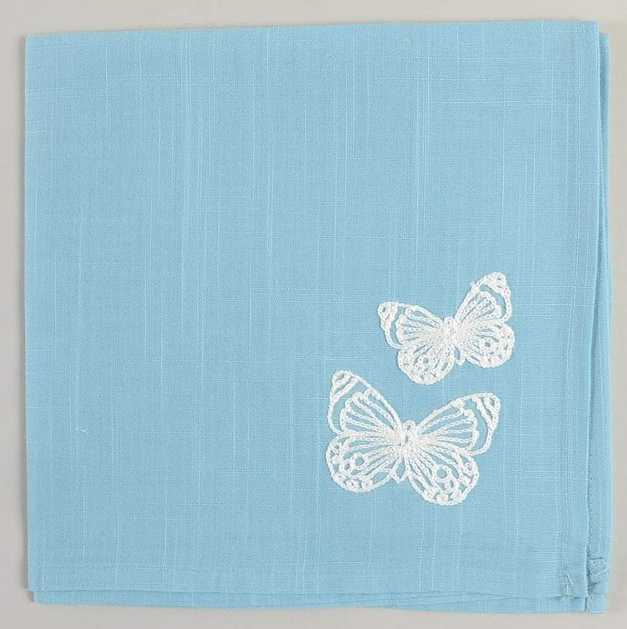 Butterfly Meadow Carved (Blue) Cloth Napkin by Lenox-1