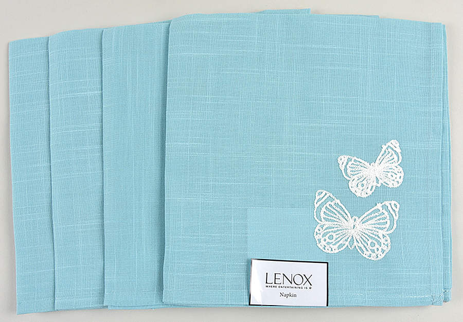 Butterfly Meadow Carved (Blue) Cloth Napkin - Set of 4 by Lenox-1