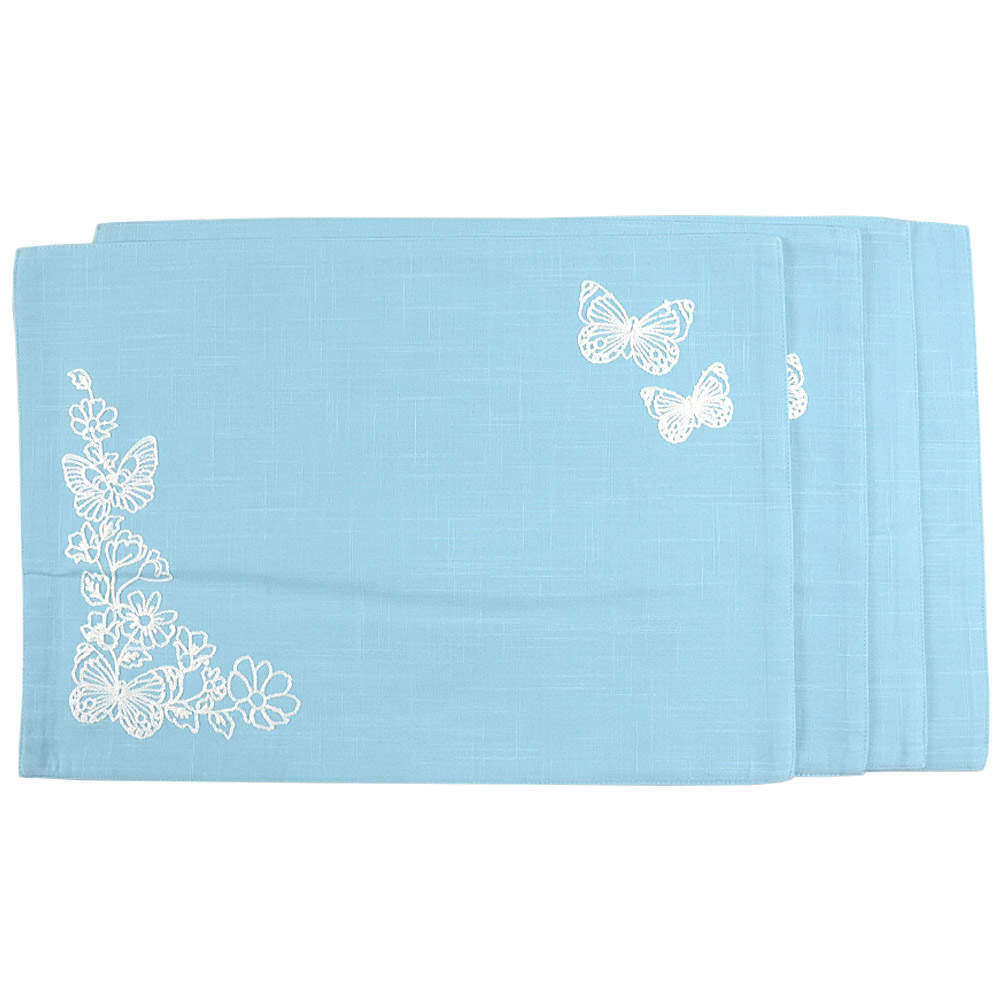 Butterfly Meadow Carved (Blue) Cloth Placemat - Set of 4 by Lenox-1