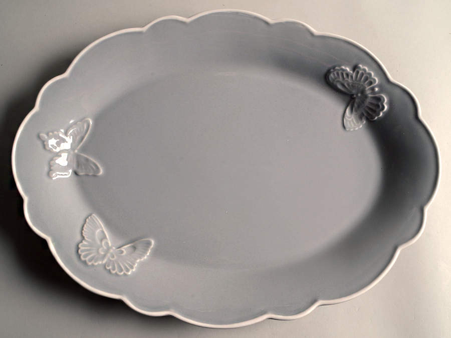 Butterfly Meadow Carved (Slate) 16" Oval Serving Platter by Lenox-1