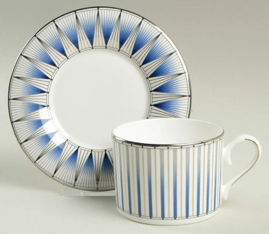 Geodesia Blue Flat Cup & Saucer Set by Lenox-1