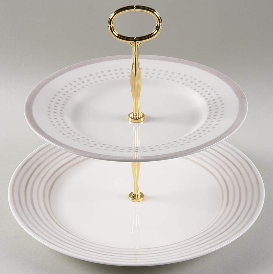 Charlotte Street North Grey 6 5/8"-10"  2 Tiered Serving Tray (Dp, Sp) HC by Lenox-1
