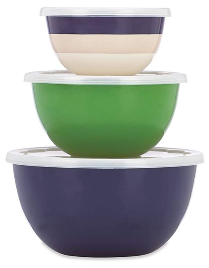 Rainey Street Stripe (3 Pc) Metal Bowl w/Plastic Lid(5 3/4,7 1/4,8 3/4) by Lenox-1