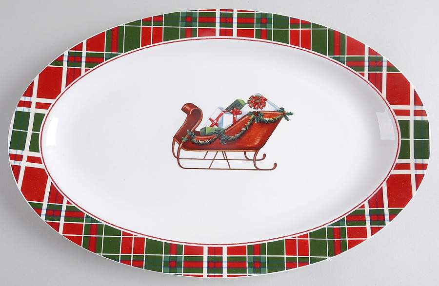 Vintage Plaid 15" Oval Serving Platter by Lenox-1