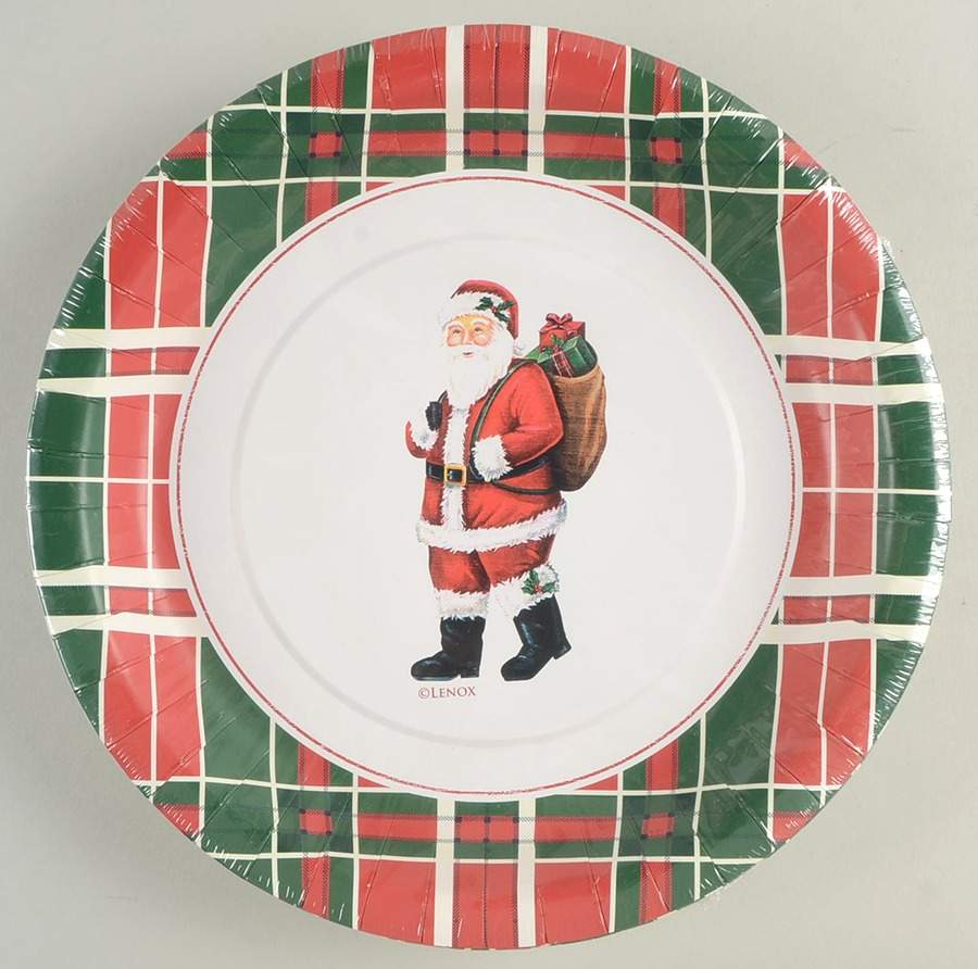 Vintage Plaid (Pack of 16) Paper Dinner Plates by Lenox-1
