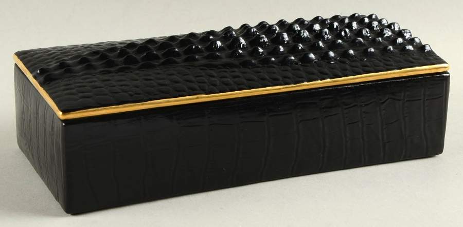Crocodile 9" Rectangular Box & Lid by L'Objet-1