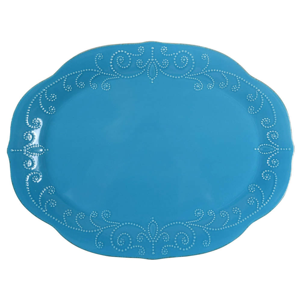 French Perle Peacock 16" Oval Serving Platter by Lenox-1