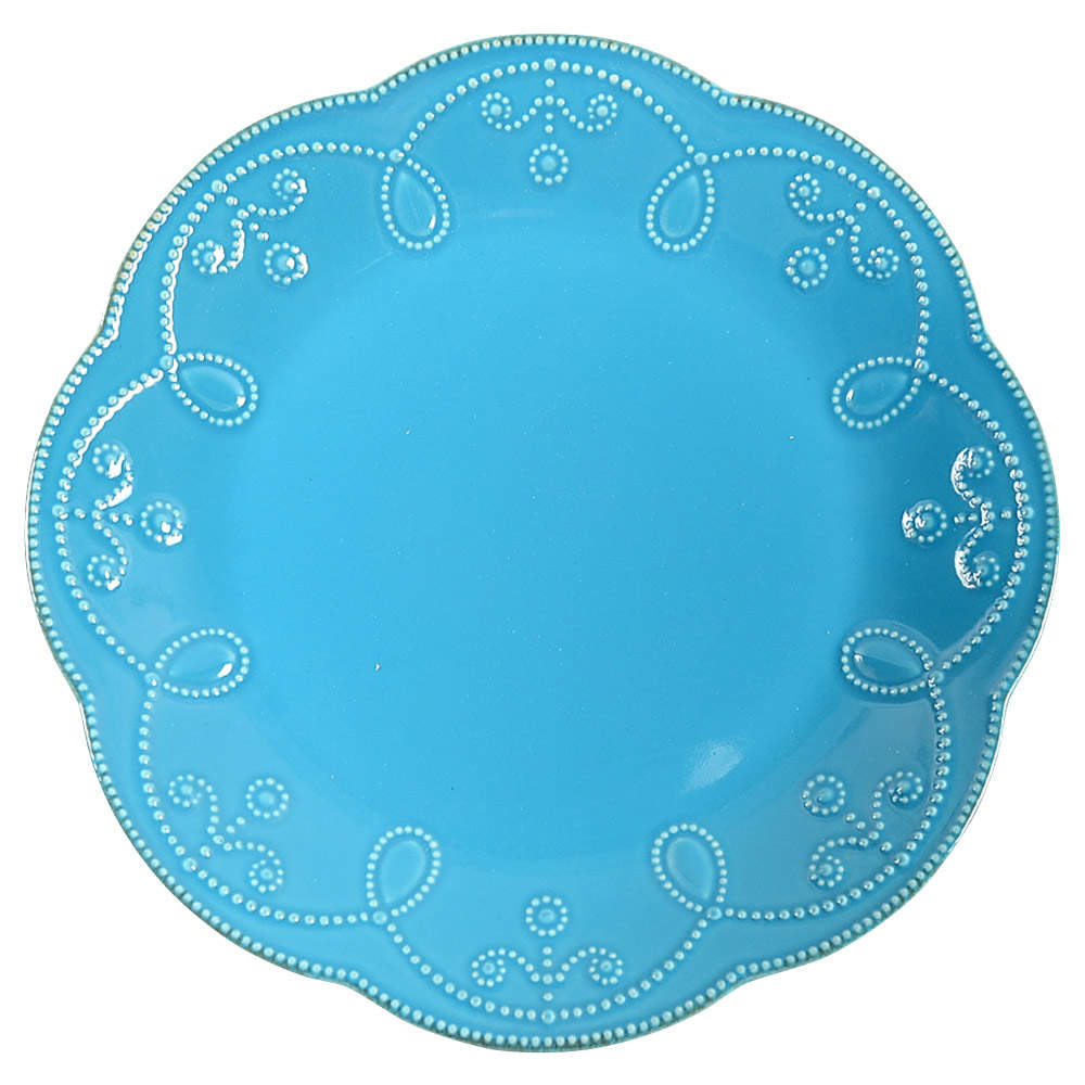 French Perle Peacock Accent Luncheon Plate by Lenox-1