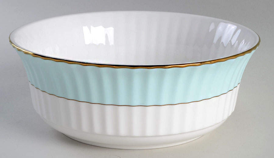 Pleated Colors Aqua 9" Round Serving Bowl by Lenox-1