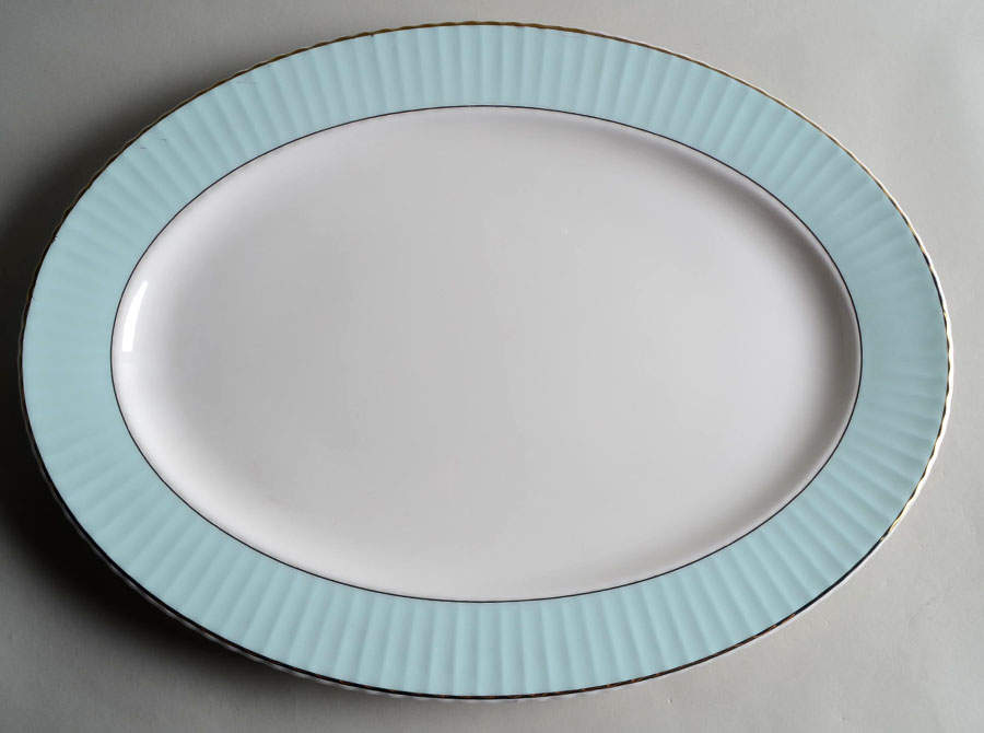 Pleated Colors Aqua 16" Oval Serving Platter by Lenox-1
