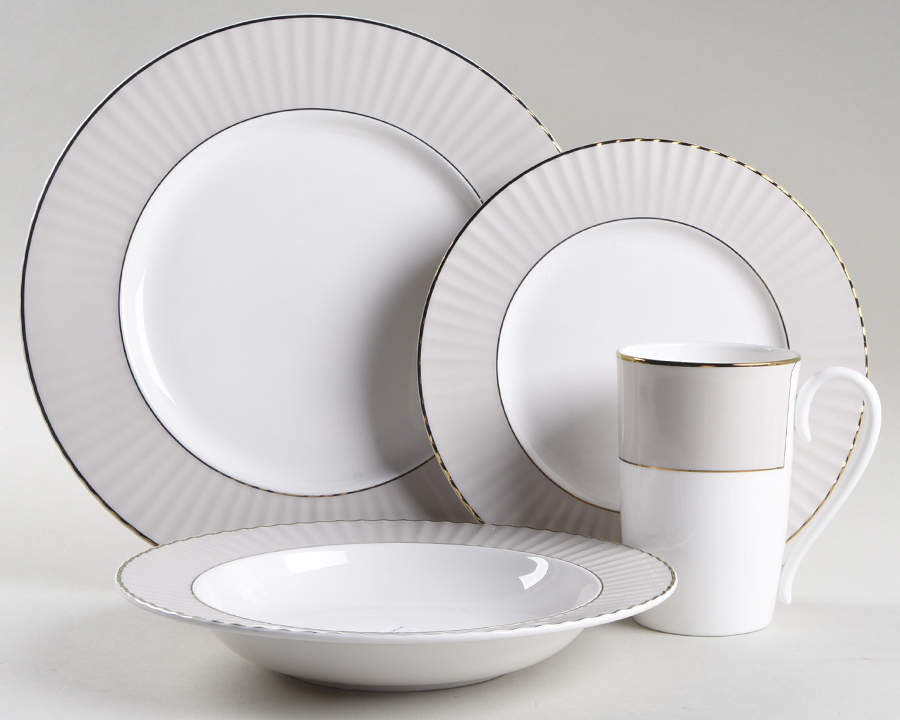 Pleated Colors Grey 4 Piece Place Setting by Lenox-1