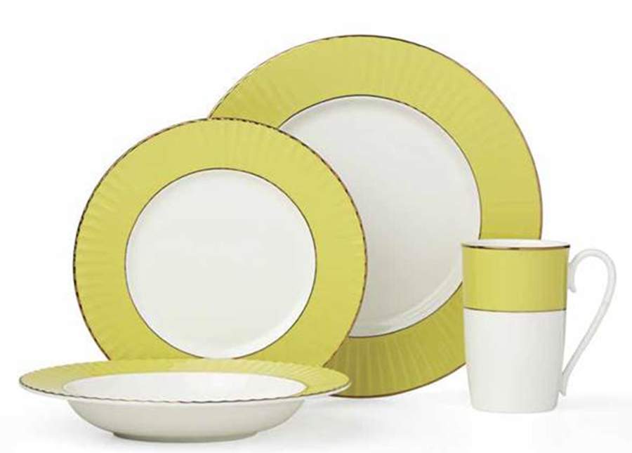 Pleated Colors Chartreuse Dinner Plate by Lenox-1