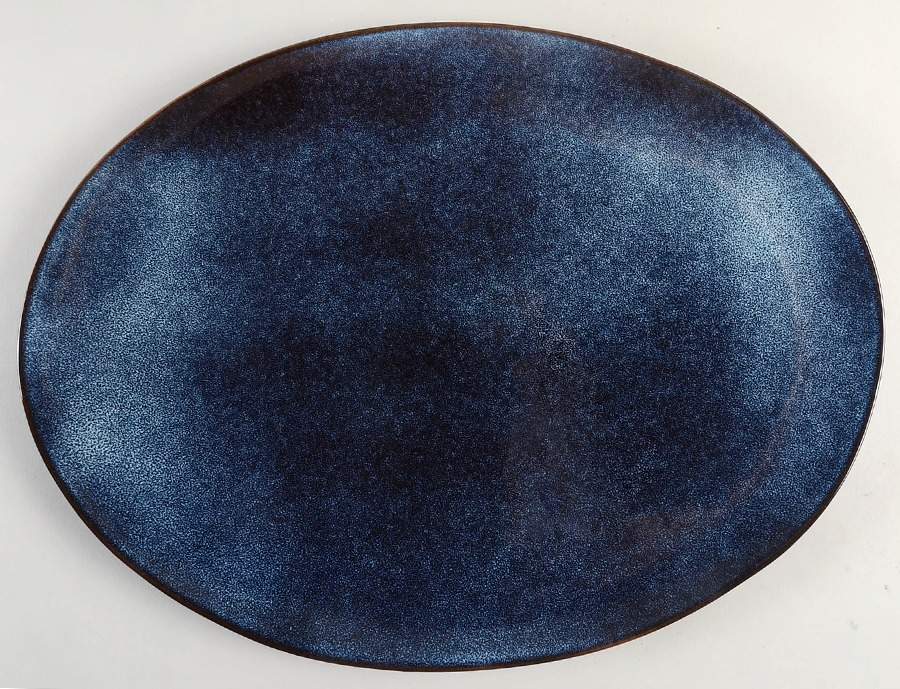 Matisse Cobalt Blue 15" Oval Serving Platter by Gibson Designs-1