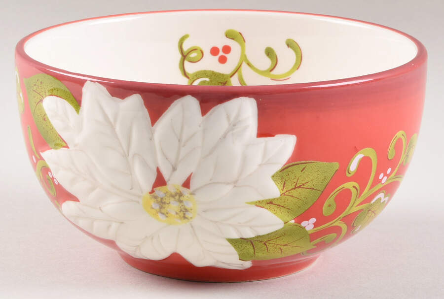 Pleasant Poinsettia Soup/Cereal Bowl by Laurie Gates-1