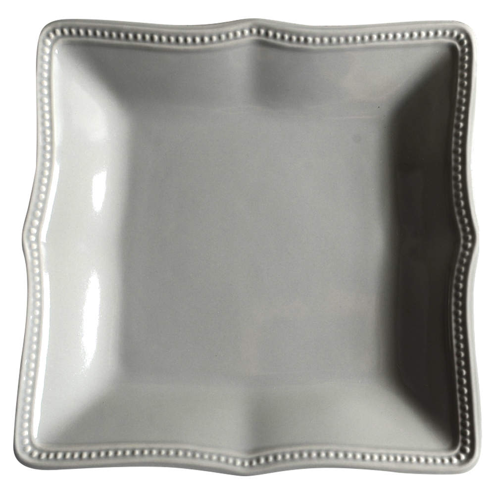 French Perle Bead Grey Square Accent Luncheon Plate by Lenox-1