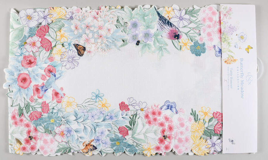 Butterfly Meadow Flutter 14" X 72" Cloth Table Runner by Lenox-1
